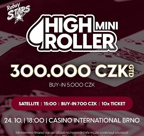 RS Brno: Mini High Roller slibuje skvělých 300.000 Kč v Rebuy Stars Casino International Brno
