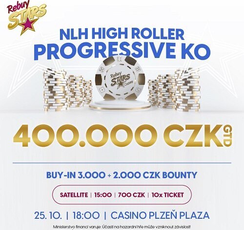 RS Plzeň: NLH High Roller Progressive KO o 400.000 Kč je na programu v Casinu Plaza Plzeň!
