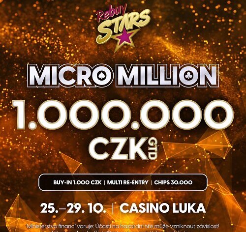 RS Luka: Zahraj si poker o garanci 1.000.000 Kč za pouhou tisícovku!