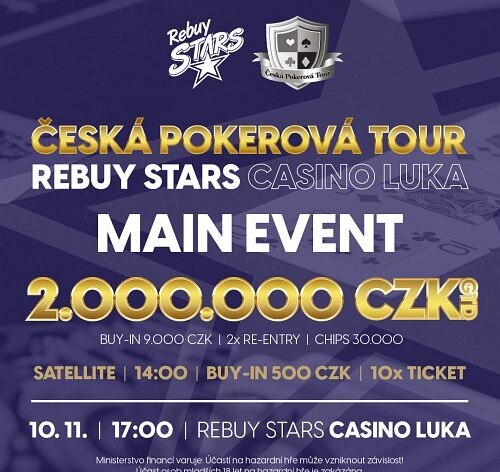 Páteční Main Event ČPT o 2.000.000 Kč si zahraješ i díky satelitům o 25 lístků!