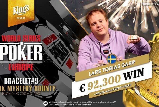 WSOPE: Fotbalový trenér Garp kraloval v premiérovém Mystery Bounty