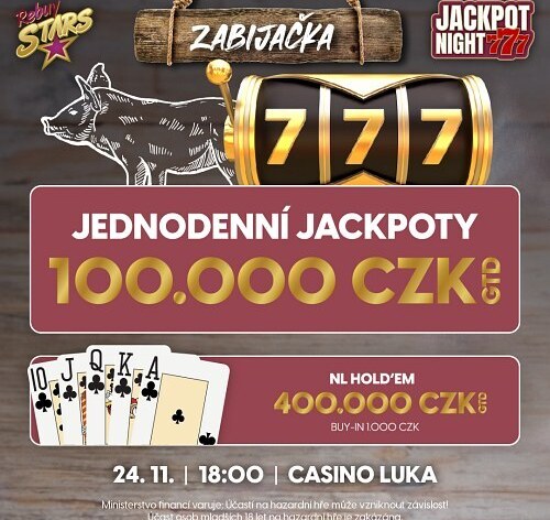 RS Luka: Jackpot Night se zabijačkou a pokerem o 400.000 Kč už v pátek!