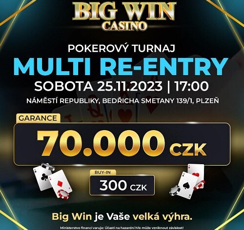 Big Win Plzeň: Už dnes jen za 300 Kč minimálně o 70.000 Kč