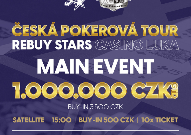 RS Luka: Main Event ČPT o 1.000.000 Kč v pátek 1. prosince, kvalda za 500 Kč