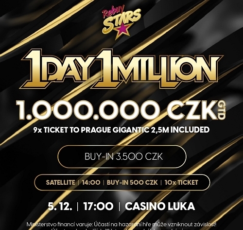 RS Luka: Nezmeškej 1 Day 1 Million o 1.000.000 Kč už v úterý 5. prosince!