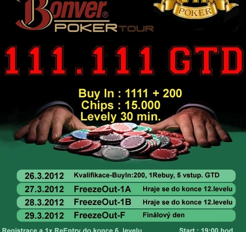 Bonver Poker Tour pokračuje v úterý v Praze