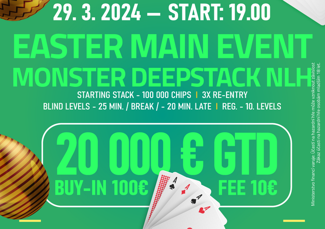 Březnovou nabídku v Petrovicích vyšperkuje Easter Main Event €20K GTD