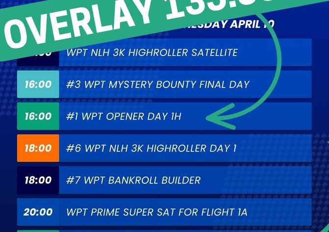 WPT Opener €250K GTD: Jen 610 entries! Overlay stále €135.000!