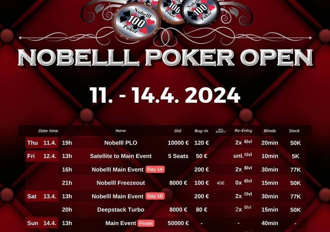 Festival Nobelll Poker Open od čtvrtka v Grand Casinu Aš