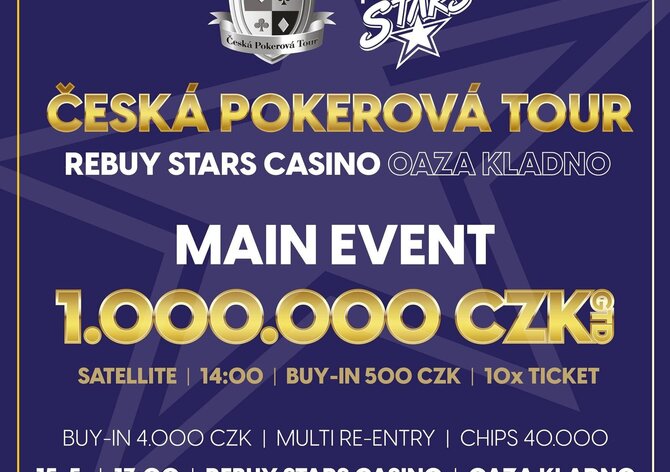 Rebuy Stars: ČPT s milionovou garancí se na Kladně odehraje ve středu