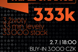 RS Kladno: Úterý ve znamení trojek! Garance 333.000 Kč! Bonus za set i poker trojek!