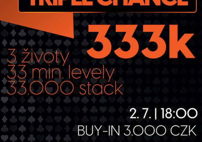 RS Kladno: Úterý ve znamení trojek! Garance 333.000 Kč! Bonus za set i poker trojek!