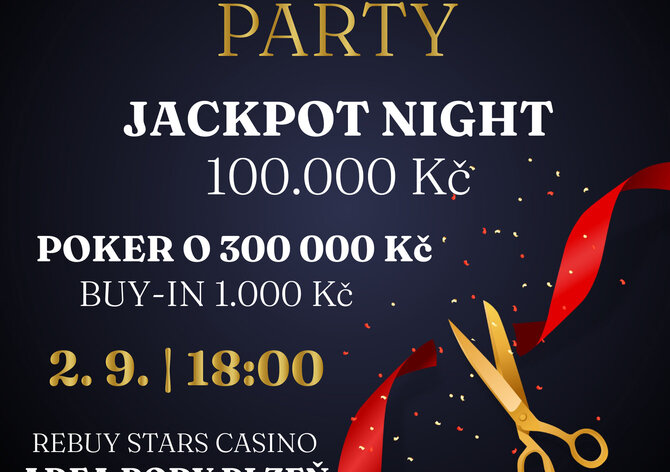 Rebuy Stars Casino Area Bory: V pondělí proběhne Opening Party společně s Jackpot Night