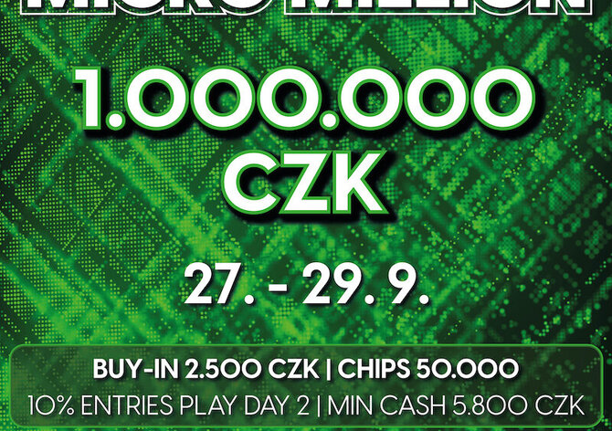 Micro Million: Od pátku do neděle na Kladně o 1.000.000 Kč GTD