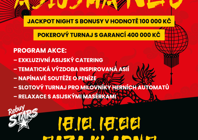 Rebuy Stars Kladno: Asijská Noc v pátek v Oáze
