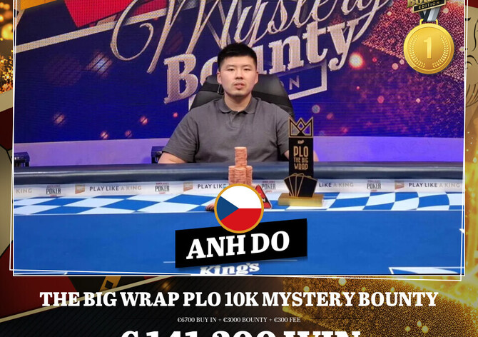 King's: Anh Do vítězí v The Big Wrap 10K PLO Mystery Bounty za €141K!