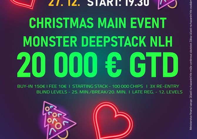 Petrovice: Vánoční Main Event (27.12.) nabídne garanci 500.000 Kč!