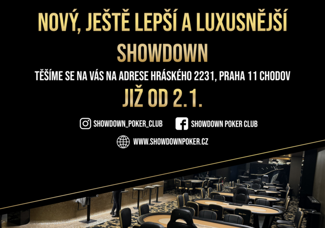 Showdown Poker Club se přesouvá do luxusních prostor na Chodov