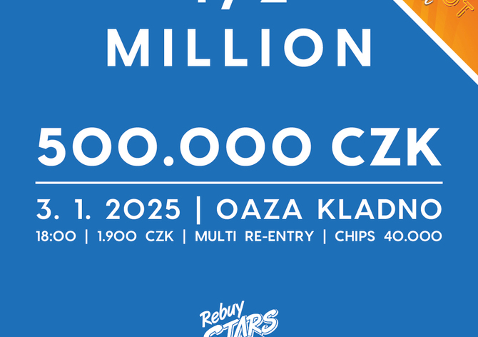 Rebuy Stars Kladno: Půlmilionový turnaj plus Jackpot Night v pátek na Kladně