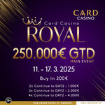 Card Casino Šamorín: Ve středu startuje v Cardu Royal Main Event €250K GTD