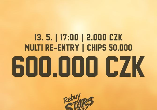 Rebuy Stars Kladno: Dnes od 17:00 Big Tuesday 600K GTD v Oaze