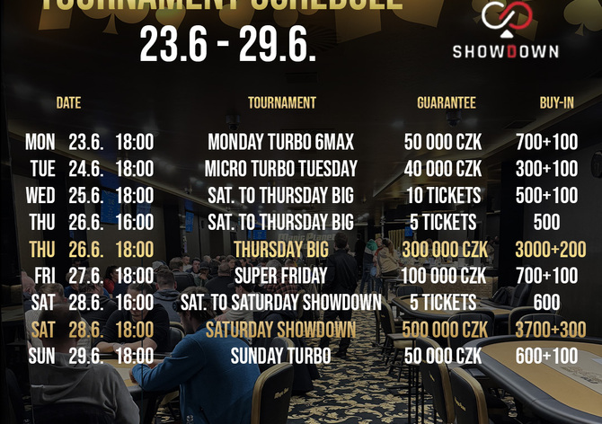 Showdown: Turnajový týden více než o 1.000.000 Kč!