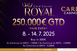 Card Casino Šamorín: Ve středu startuje v Cardu Royal Main Event €250K GTD