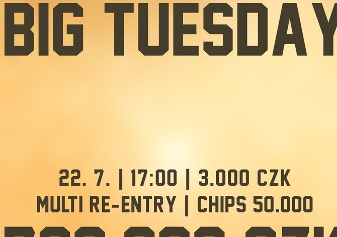 Rebuy Stars Kladno: Big Tuesday s garancí 700.000 Kč v úterý v Oaze