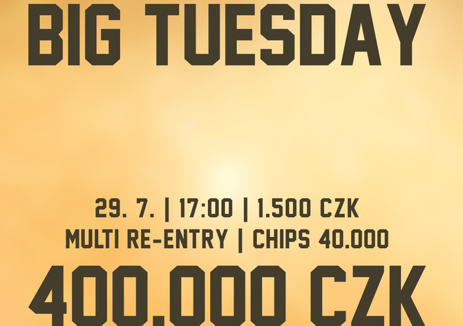 Rebuy Stars Kladno: V úterý v Oaze Big Tuesday 400K GTD
