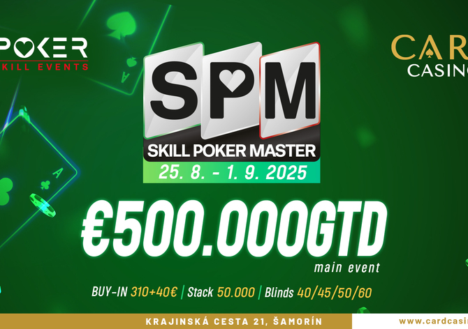 Card Casino Šamorín: Půlmilionový Skill Poker Master od středy v Cardu