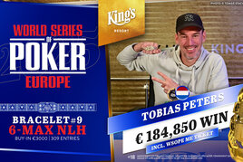 WSOPE: Tobias Peters vyhrál 6-Max, nejlepší z CZ/SK hráčů byl na 14. místě Stanislav Koleno
