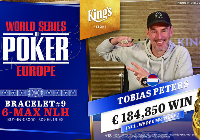 WSOPE: Tobias Peters vyhrál 6-Max, nejlepší z CZ/SK hráčů byl na 14. místě Stanislav Koleno