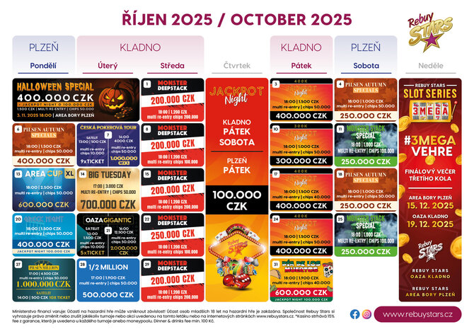 Rebuy Stars Kladno: V říjnu v Oaze, ČPT, Gigantic a Día De Los Muertos