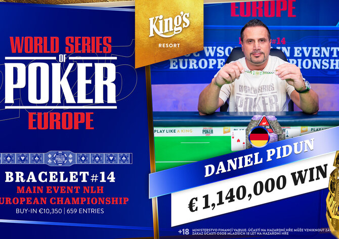 WSOPE Main Event: Daniel Pidun je evropským šampionem