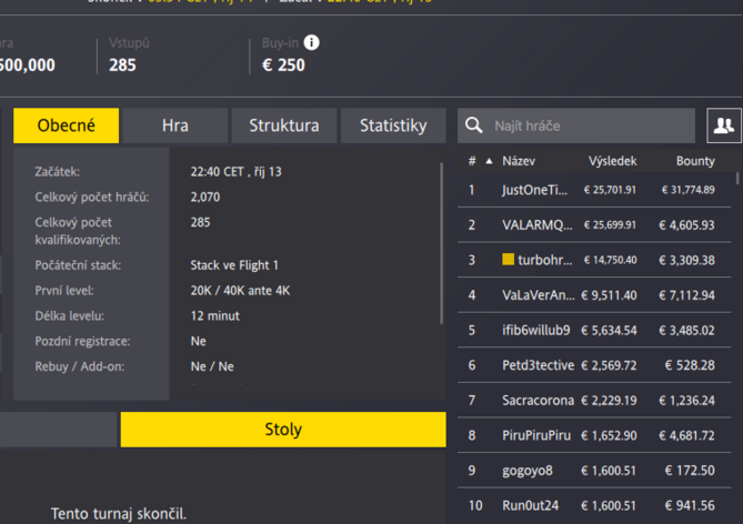 Fortuna: TurboHráč třetí v Autumn Challengeru za  450.000 Kč!