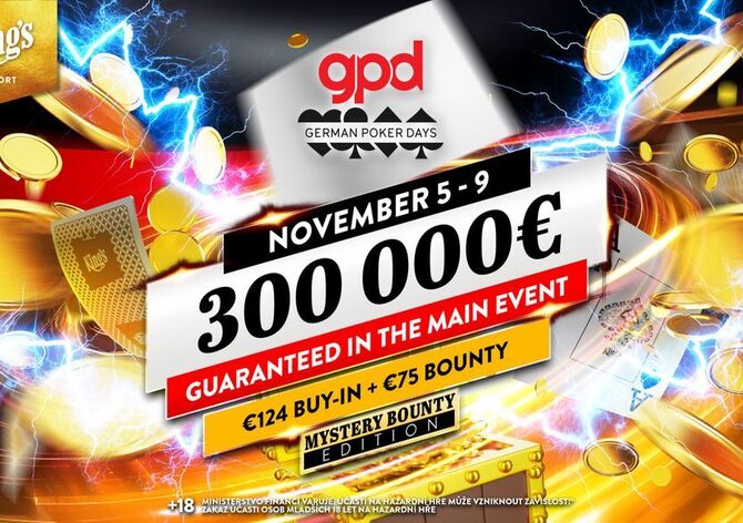 King&#039;s: Od středy na Rozvadově mystery bounty edition German Poker Days €300K GTD