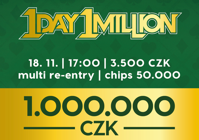 Rebuy Stars Kladno: Další milionový event v Oaze, v úterý se bude hrát 1Day 1Million