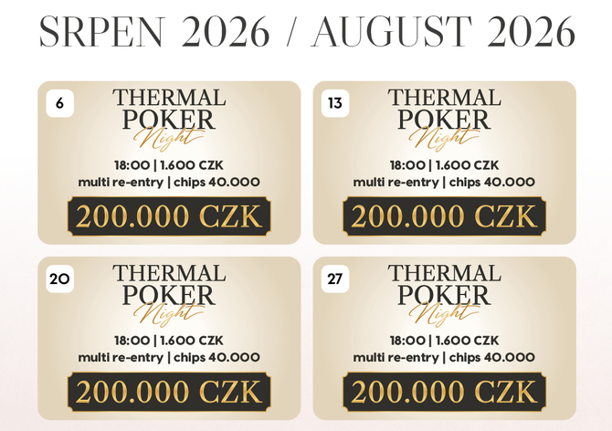 Casino Thermal: Srpnové čtvrtky v Karlových Varech o celkem 800.000 Kč