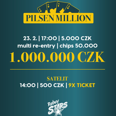Rebuy Stars Plzeň Area: V pondělí se v Plzni bude hrát o nejméně 1.000.000 Kč!