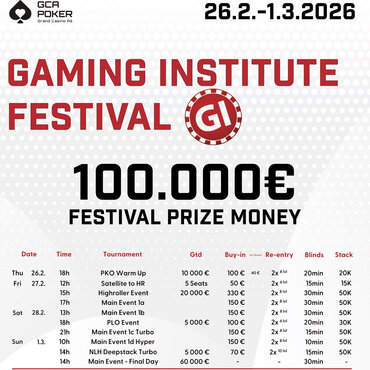 GC Aš: Gaming Institute Festival s celkovou garancí €100K od čtvrtka v Grand Casinu