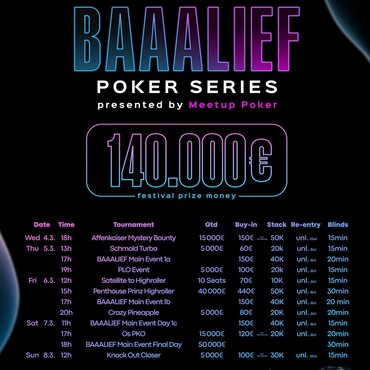 GC Aš: Od středy v Aši festival Baaalief Poker Series s celkovou garancí €140.000!