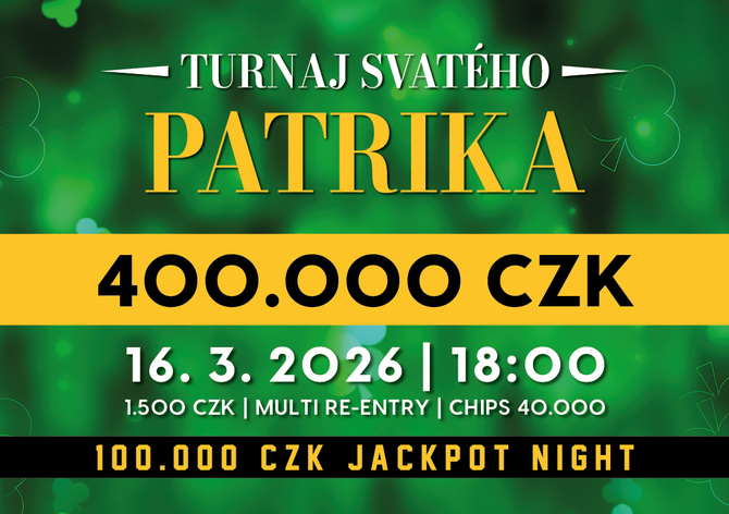 Rebuy Stars Plzeň Area: V pondělí v Plzni Turnaj svatého Patrika 400K GTD s doplňkovými akcemi
