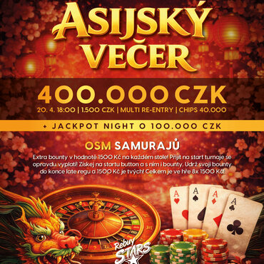 Rebuy Stars Plzeň Area: V pondělí v Plzni Asijský Večer s turnajem o 400K