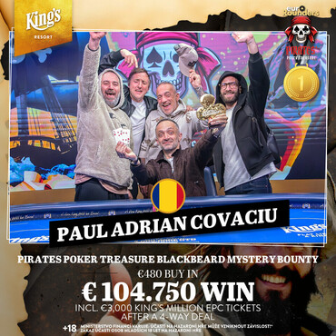 King's: Rumun Covaciu vítězí v Main Eventu Pirates Poker Treasure