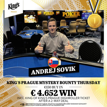 Hilton: Čtvrteční Mystery Bounty zcela zdecimoval Slovák Andrej Sovík