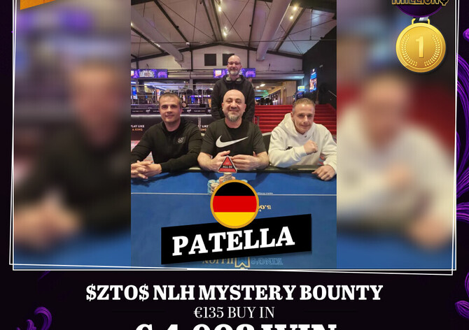 King's $ZTO$: Zahraniční 4-way deal v Mystery Bounty, rozehrán byl také $ZTO$ Main Event €500K GTD