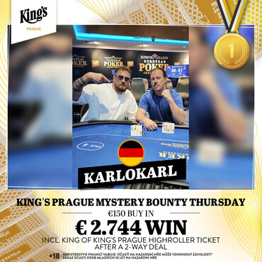 Hilton: Němec "Karlokarl" zvítězil v rámci heads-up dealu v Mystery Bounty, Marek Kocián byl druhý
