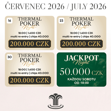 Casino Thermal: V červenci se v Karlových Varech uskuteční tři čtvrteční eventy s garancí 200K