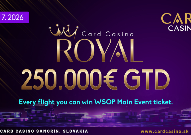 Card Casino Šamorín: Royal Main Event €250K GTD od středy v Cardu