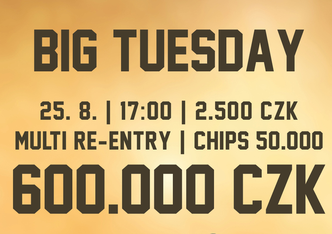 Rebuy Stars Kladno: V úterý v Oaze Big Tuesday 600K GTD plus grilovačka